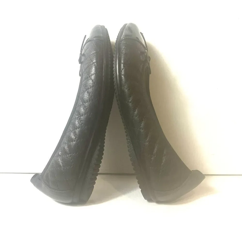 Josef Seibel Women EU 37 US 6.5 Comfort Casual Black Leather Slip On Ballet Flat